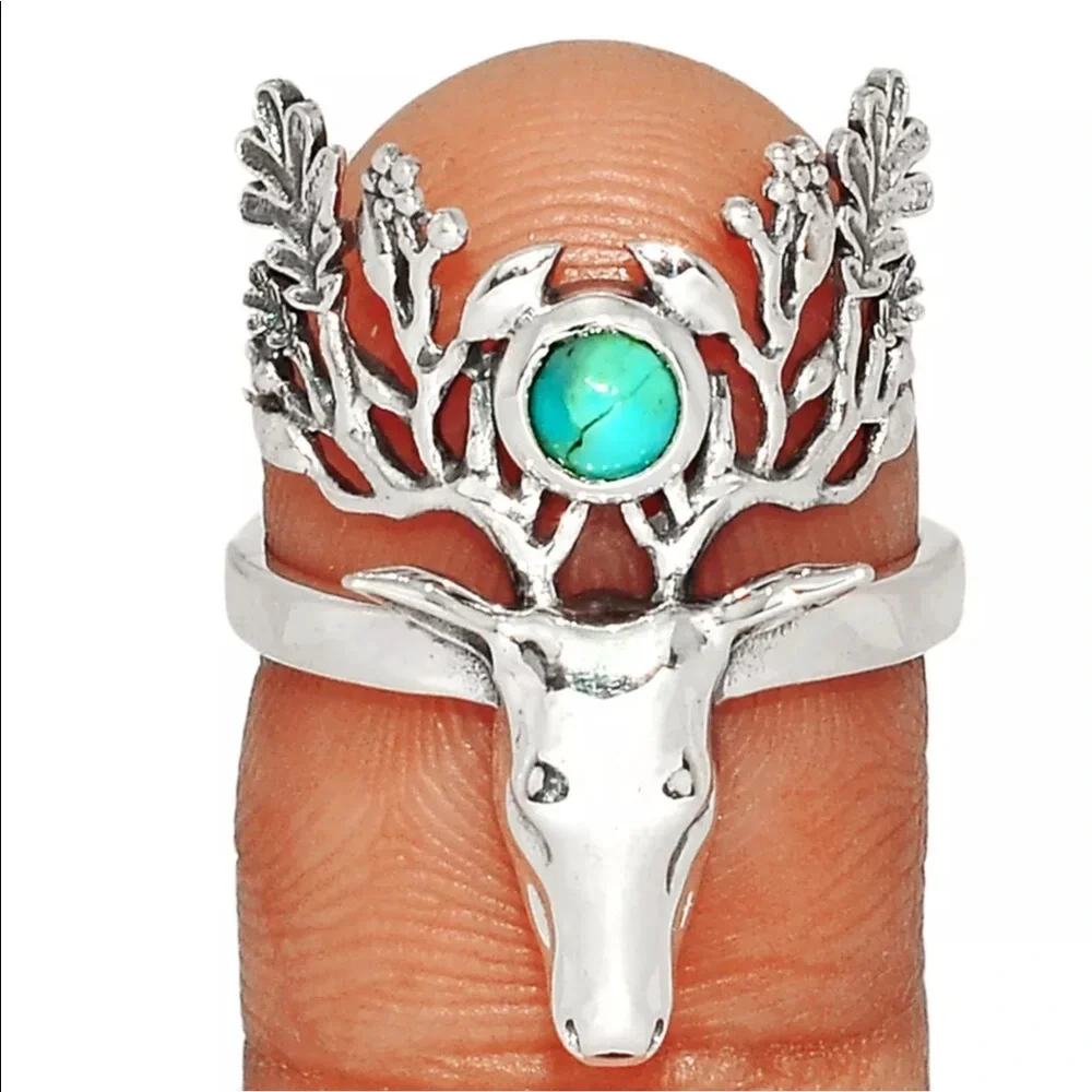 Earth Deer Sterling Silver rings with natural gemstones